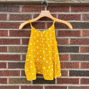 Old Navy Mustard Yellow Polka Dotted Linen Button Front Tank Top